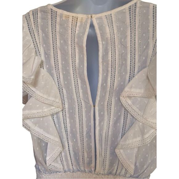 Love Shack Fancy Cotton Natasha Heritage Mini Dress White Ruffle Lace Size L 10 - Picture 10 of 16